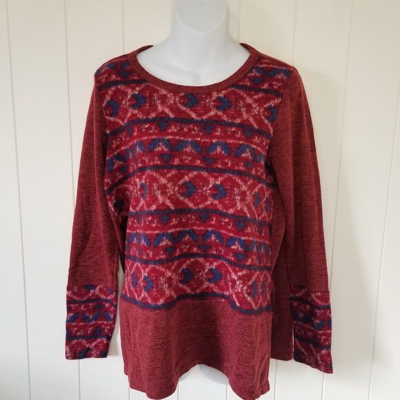 Oddy Women's Sweater Top Size Large Geometric Boho Artsy Long Sleeve - Picture 2 of 10
